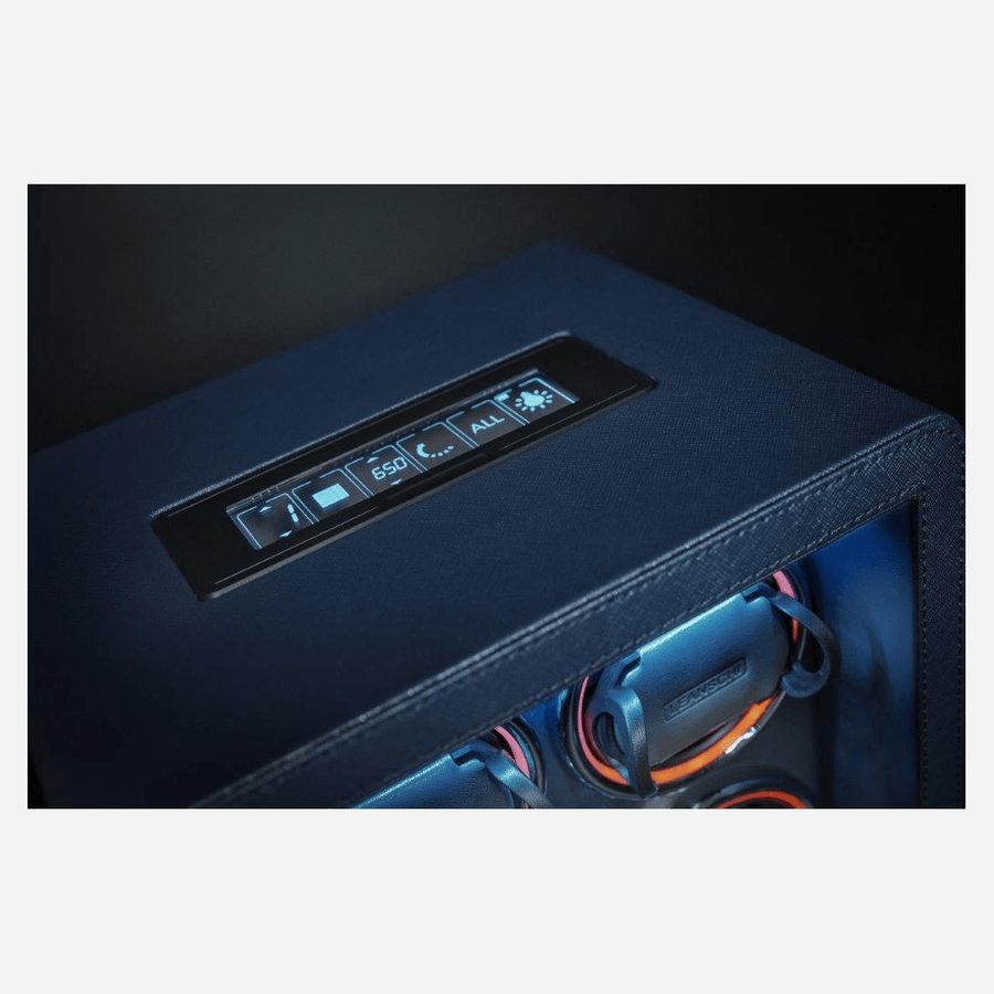 Leanschi Smart watch winder Night Blue Saffiano detail