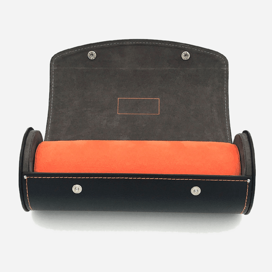 Leanschi horlogerol 3 horloges Black Orange geopend