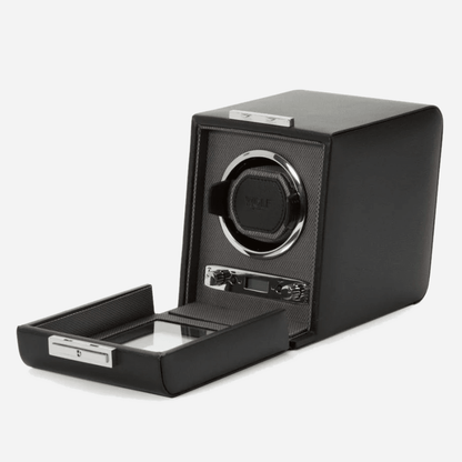 Wolf 1834 Viceroy watch winder met geopende glazen cover