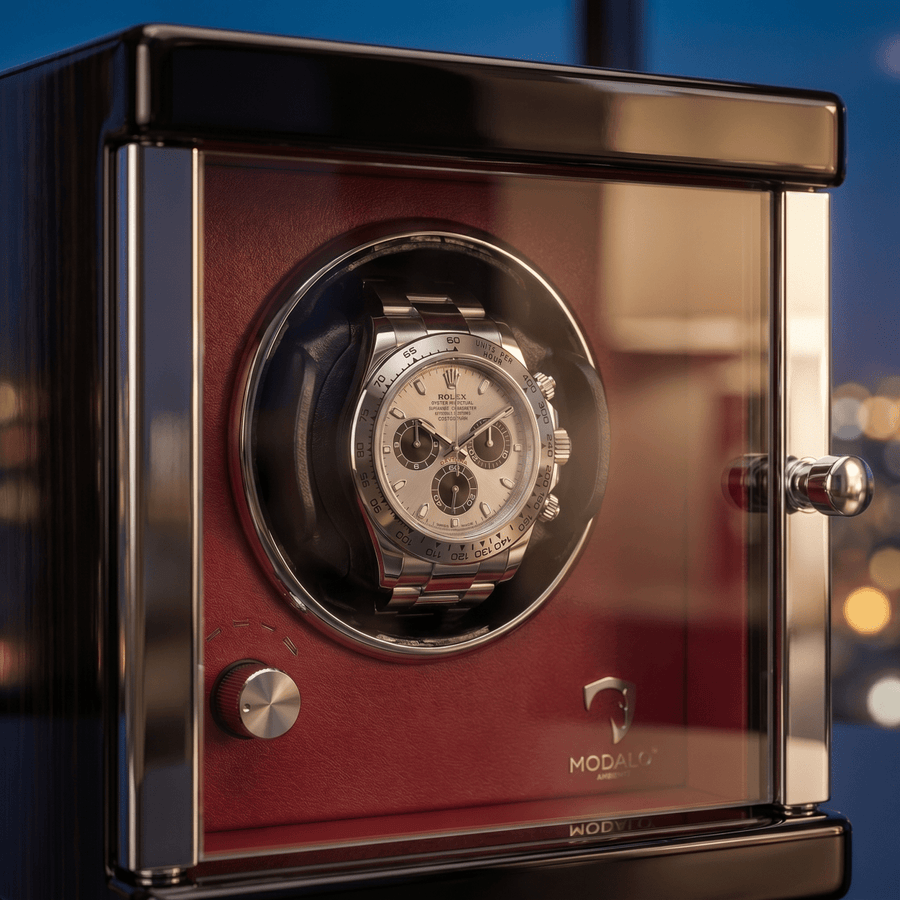 Modalo AMBIENTE 1 watch winder Bordeaux rood detail