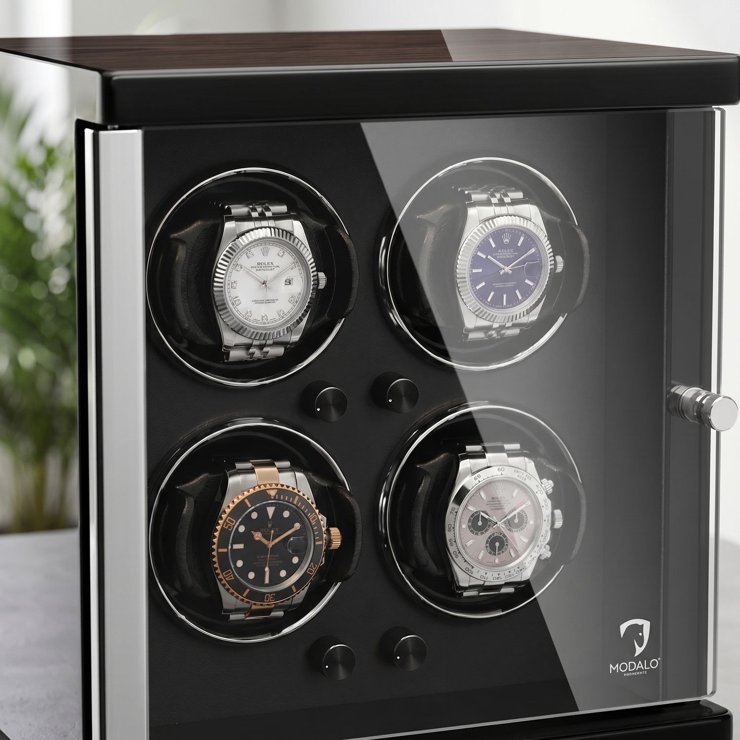 Modalo AMBIENTE 4 watch winder Makassar hout detail