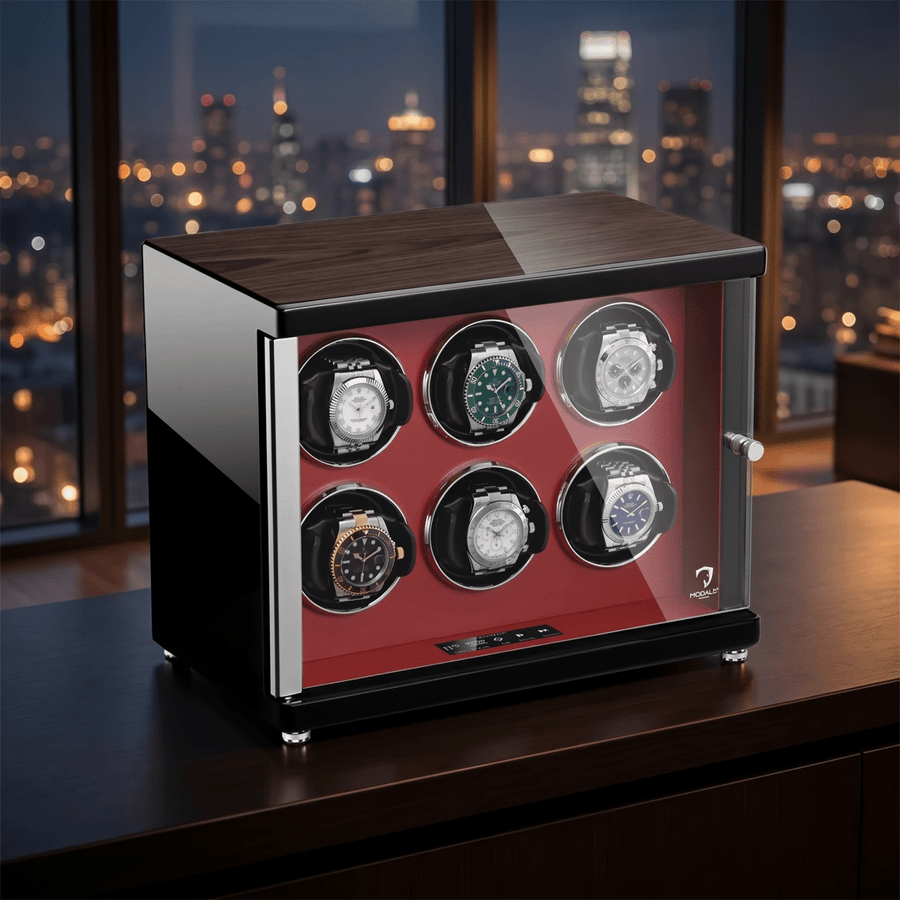 Modalo AMBIENTE 6 watch winder Bordeaux rood lifestyle