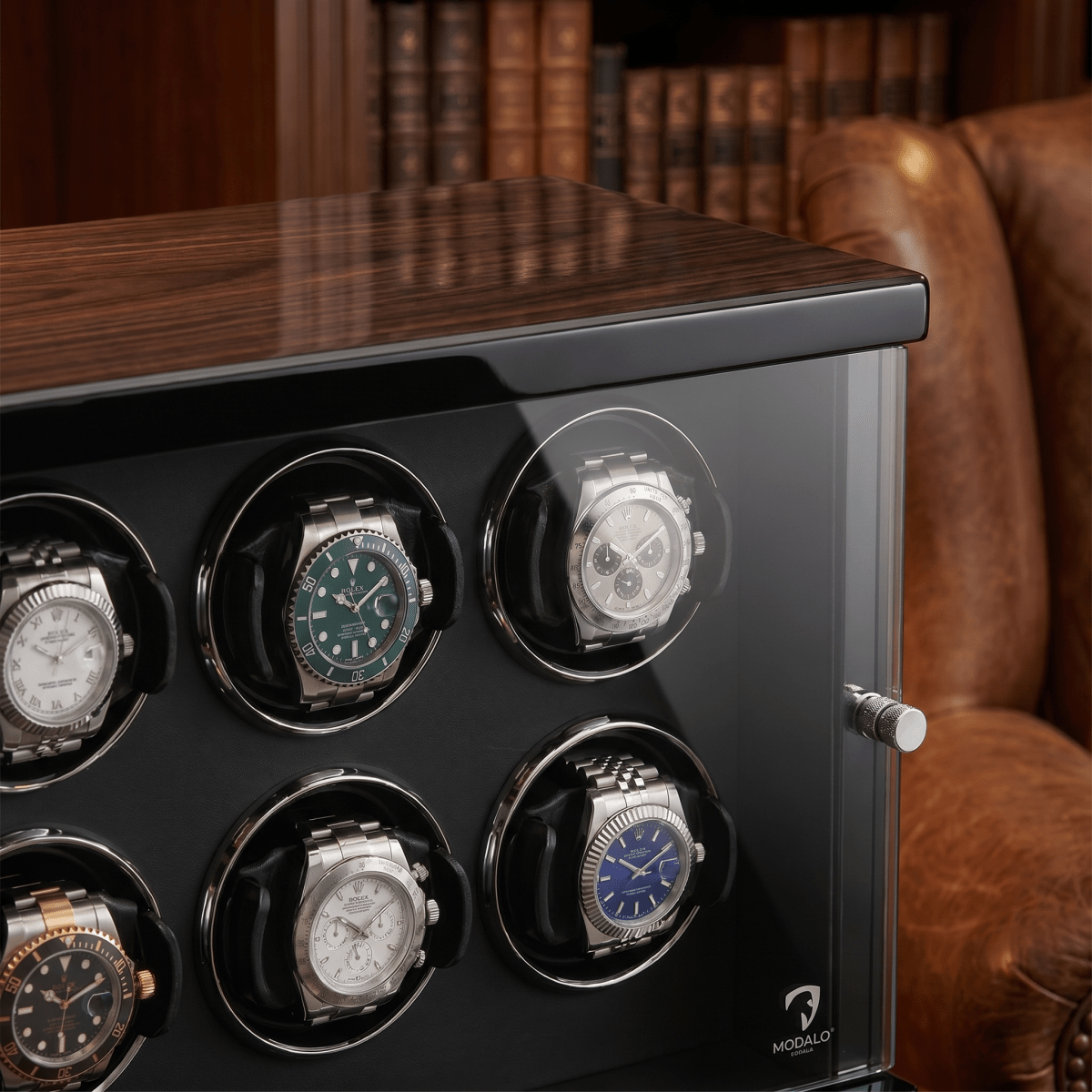 Modalo AMBIENTE 6 watch winder Makassar hout detail