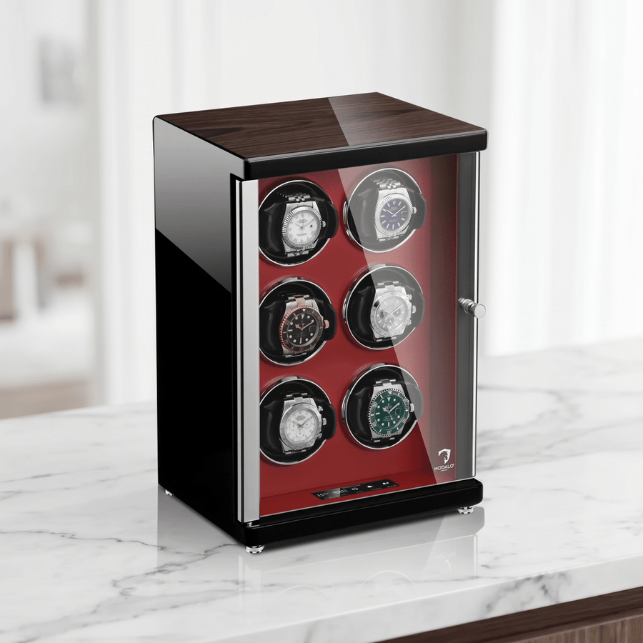 Modalo AMBIENTE Vertical 6 watch winder Bordeaux rood lifestyle
