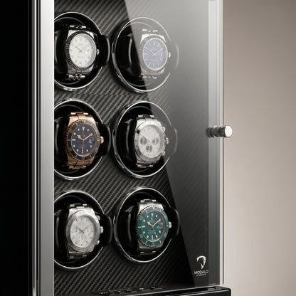 Modalo AMBIENTE Vertical 6 watch winder Carbon detail