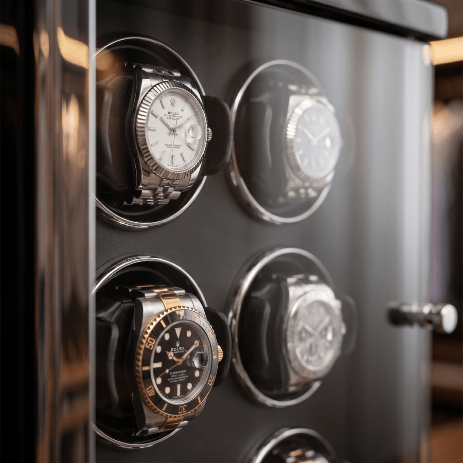 Modalo AMBIENTE Vertical 6 watch winder Makassar hout detail
