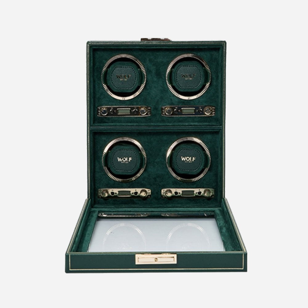 Watch winder British Racing 4 horloges Wolf 1834 - Horlogerieshop.nl