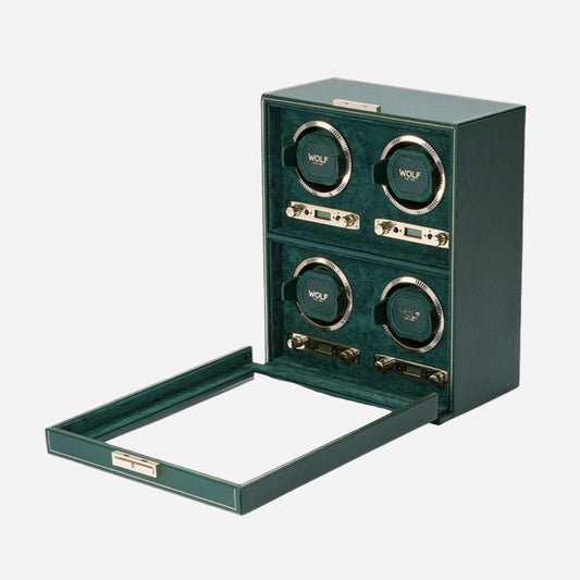 Watch winder British Racing 4 horloges Wolf 1834 - Horlogerieshop.nl
