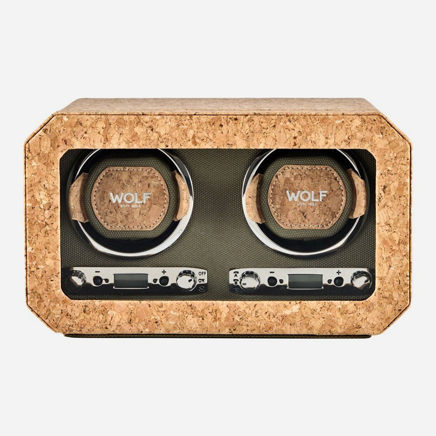 Wolf 1834 Cortica watch winder 2 horloges gesloten, twee modules met eigen bedieningspaneel