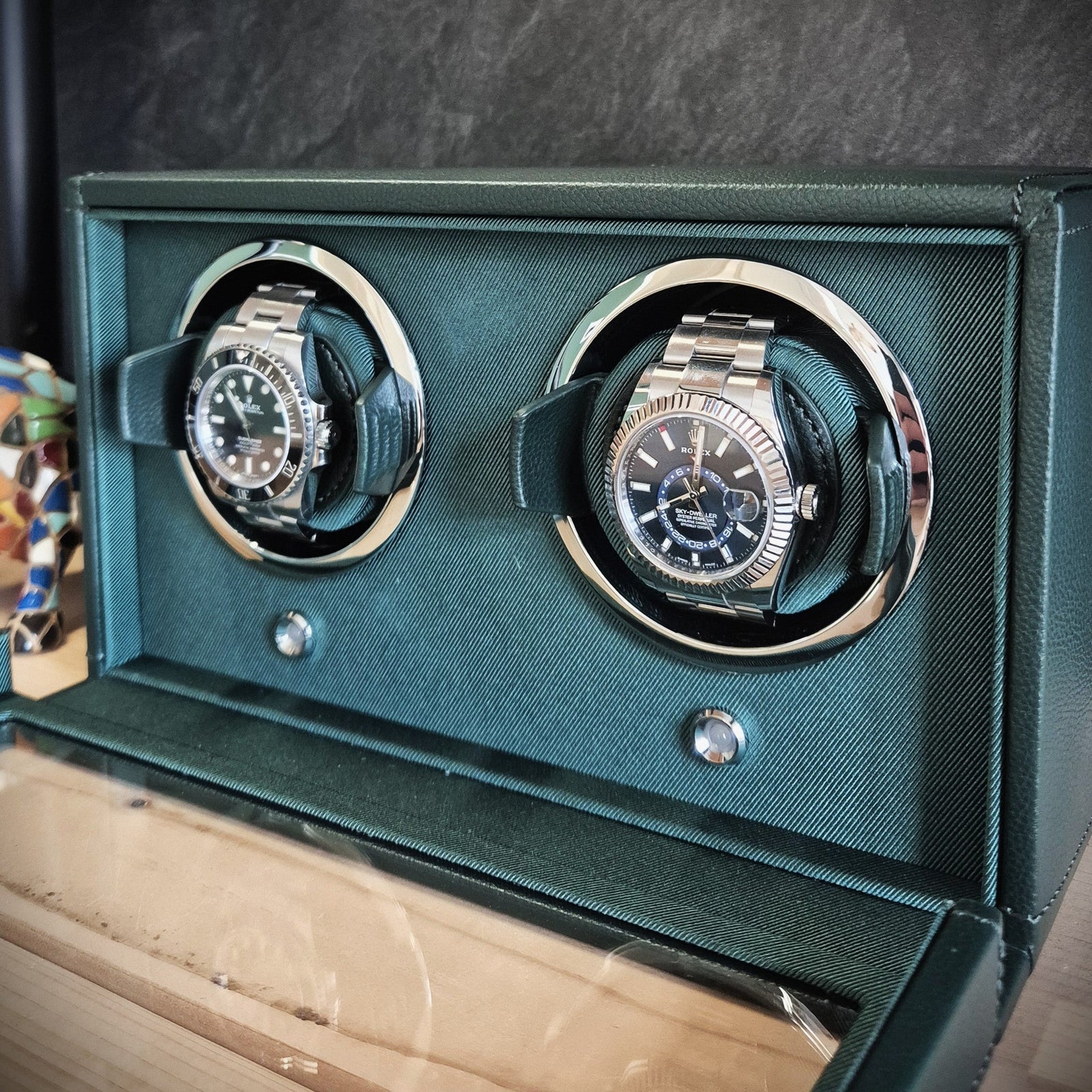 Wolf 1834 Cub watch winder voor 2 horloges in donkergroen