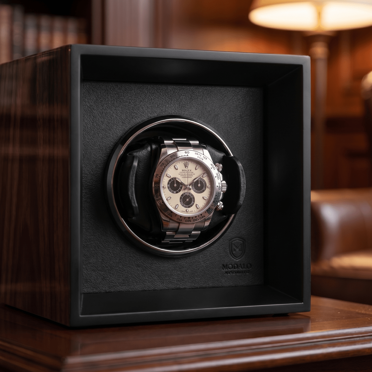 Modalo IMPRESS watch winder Makassar hout detail