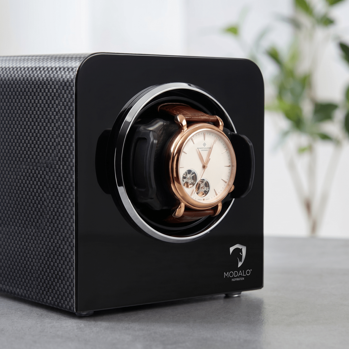 Modalo INSPIRATION premium 1 watch winder Carbon detail