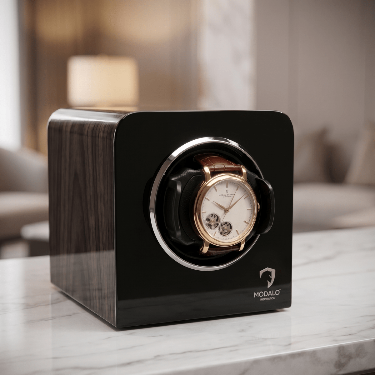 Modalo INSPIRATION premium 1 watch winder Makassar hout detail