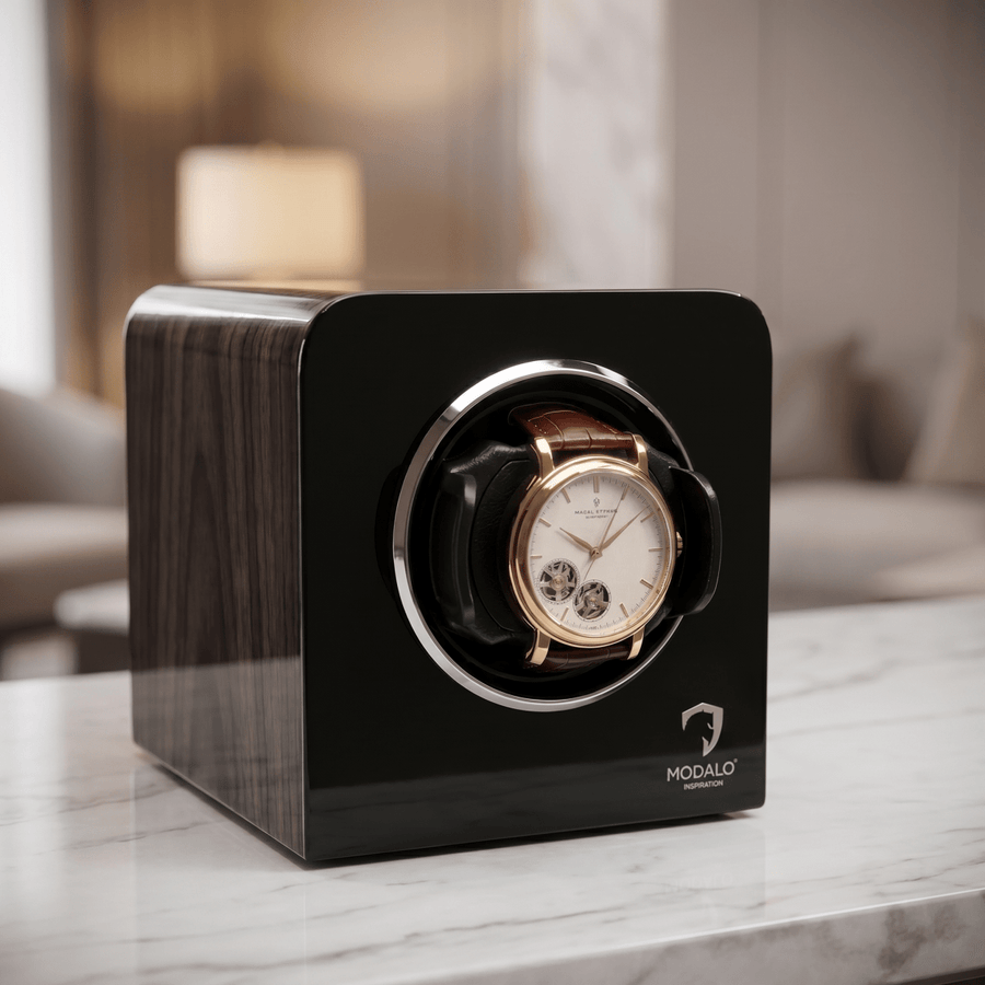 Modalo INSPIRATION premium 1 watch winder Makassar hout detail