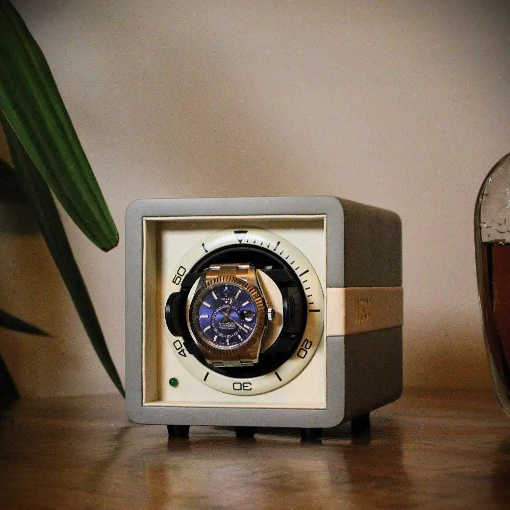 Watch Winder Leder 1 Horloge Leanschi - Horlogerieshop.nl