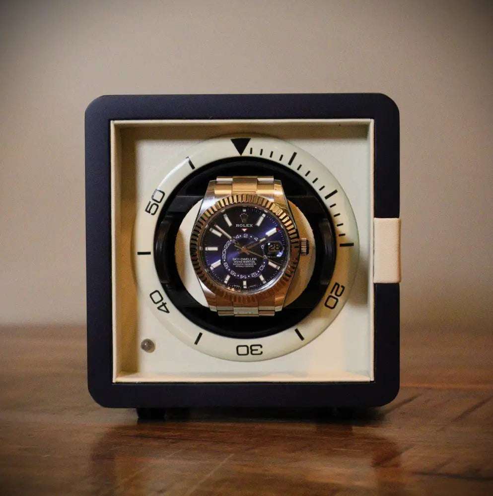 Watch Winder Leder 1 Horloge Leanschi - Horlogerieshop.nl