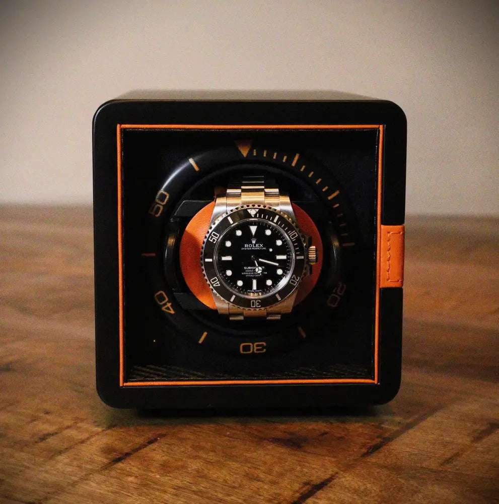 Watch Winder Leder 1 Horloge Leanschi - Horlogerieshop.nl