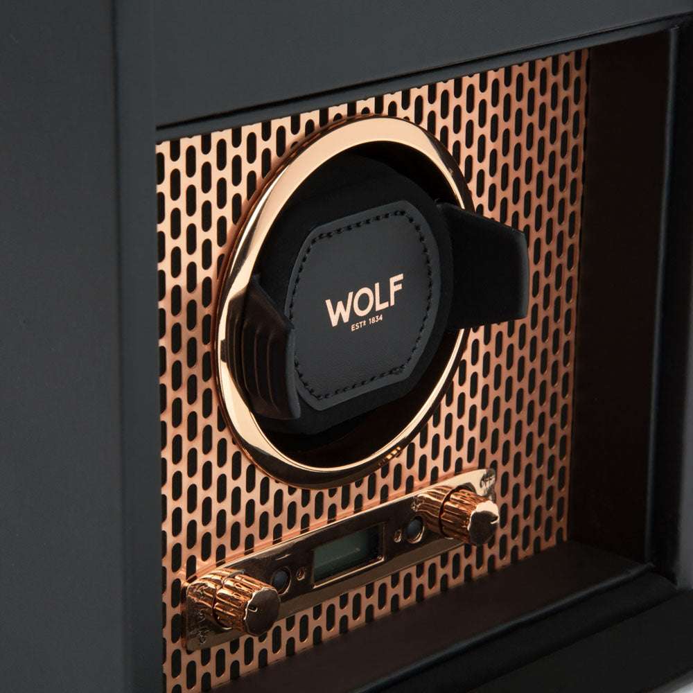 Watch winder met lade Axis 1 horloge Wolf 1834 - Horlogerieshop.nl