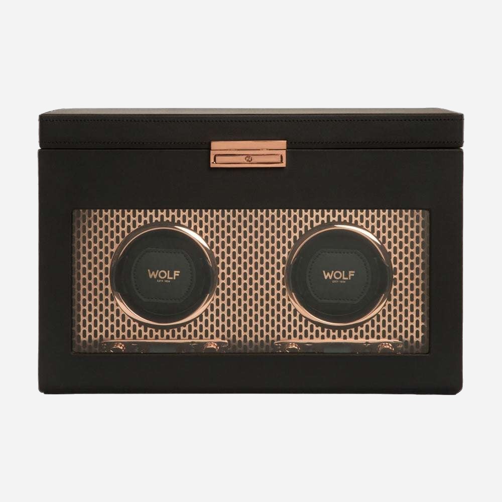 Watch winder met lade Axis 2 horloges Wolf 1834 - Horlogerieshop.nl