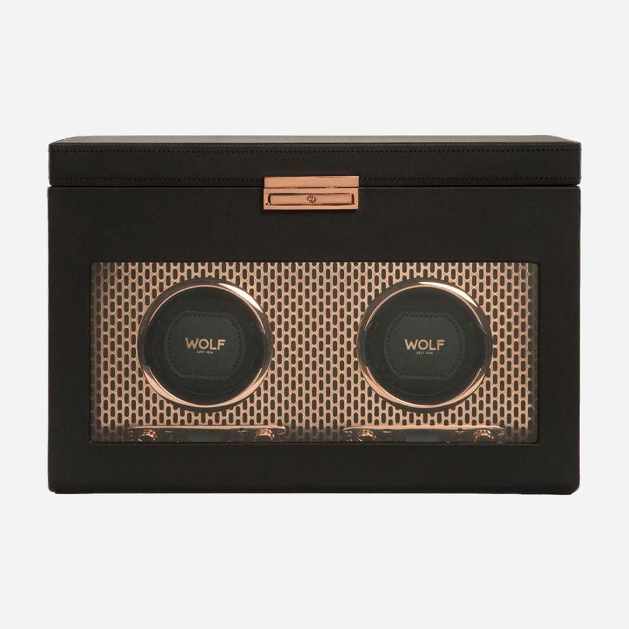 Watch winder met lade Axis 2 horloges Wolf 1834 - Horlogerieshop.nl