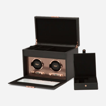 Watch winder met lade Axis 2 horloges Wolf 1834 - Horlogerieshop.nl
