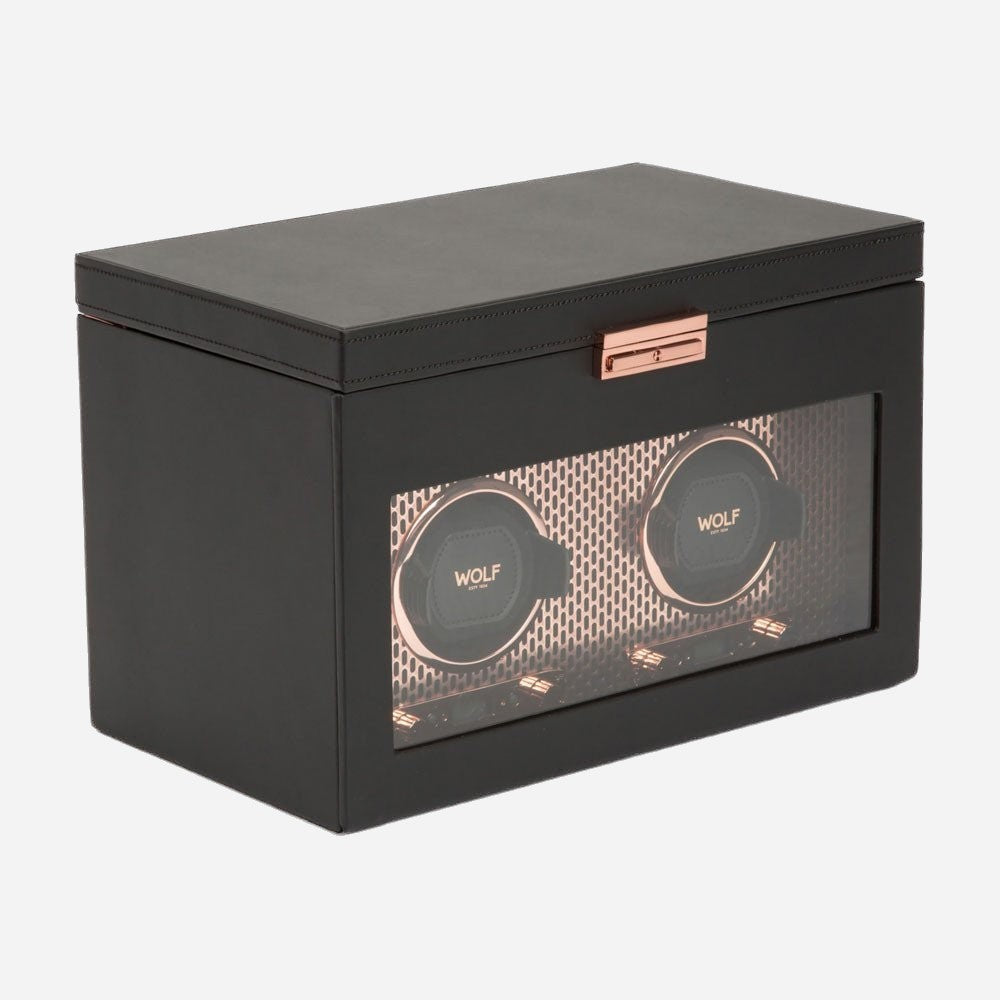 Watch winder met lade Axis 2 horloges Wolf 1834 - Horlogerieshop.nl