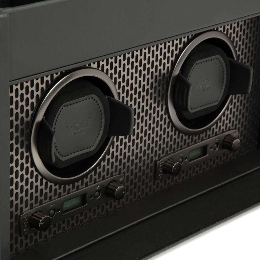 Watch winder met lade Axis 2 horloges Wolf 1834 - Horlogerieshop.nl