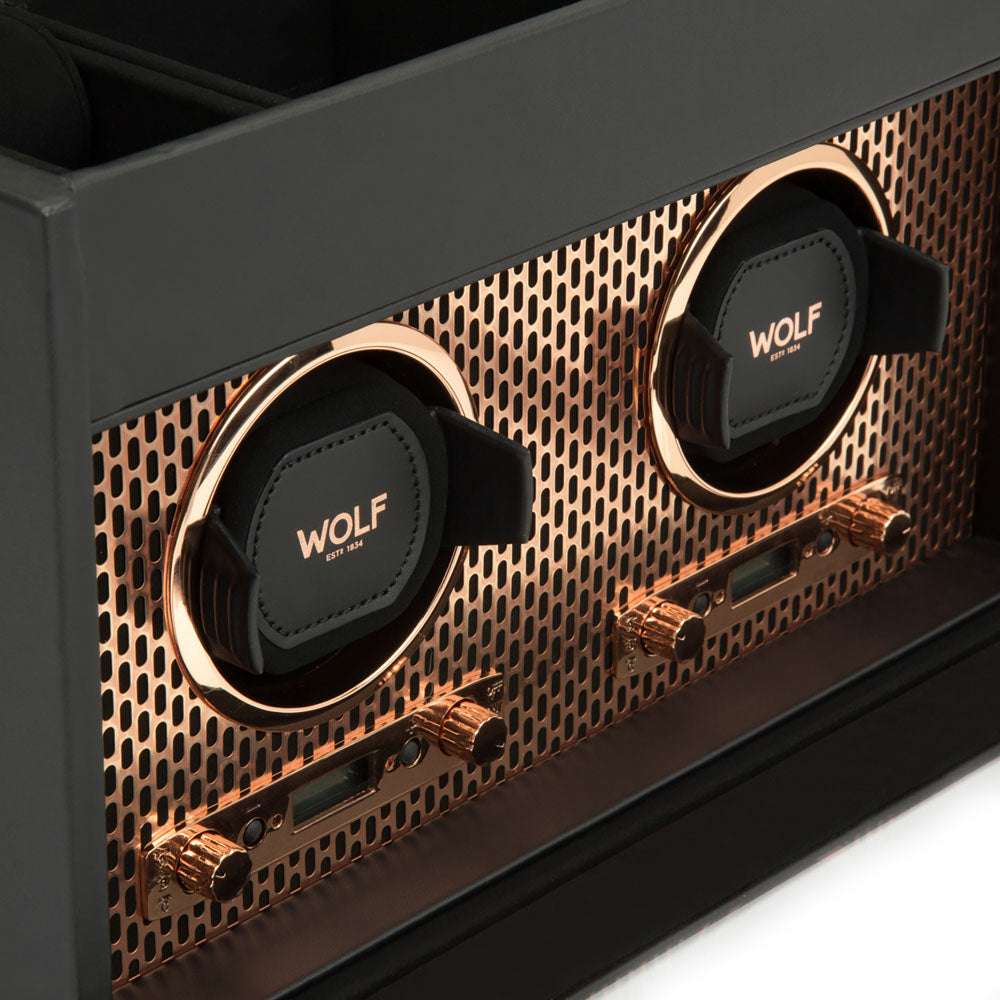 Watch winder met lade Axis 2 horloges Wolf 1834 - Horlogerieshop.nl