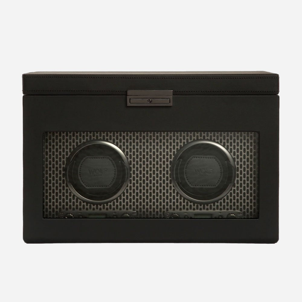 Watch winder met lade Axis 2 horloges Wolf 1834 - Horlogerieshop.nl