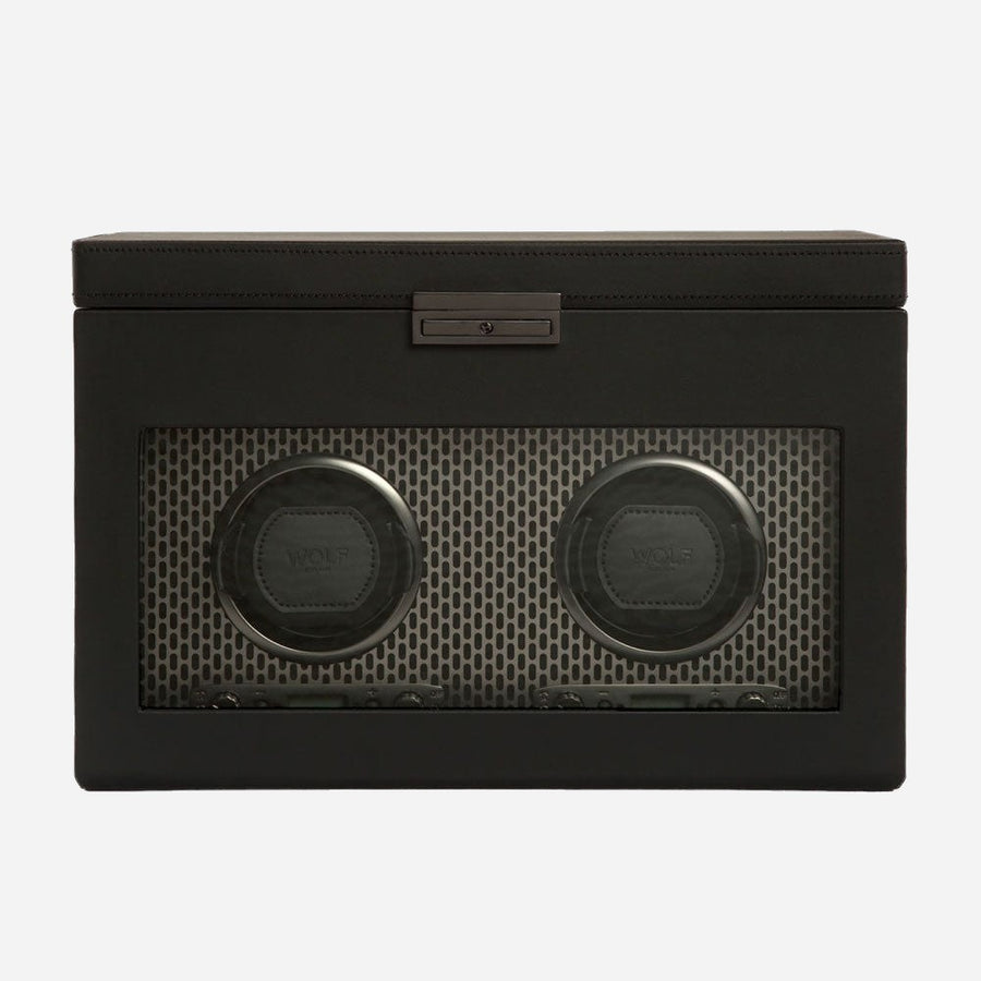 Watch winder met lade Axis 2 horloges Wolf 1834 - Horlogerieshop.nl