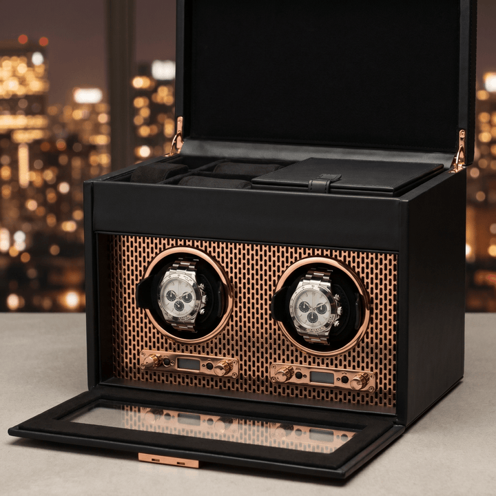 Wolf 1834 Axis watch winder met lade voor 2 horloges in copper