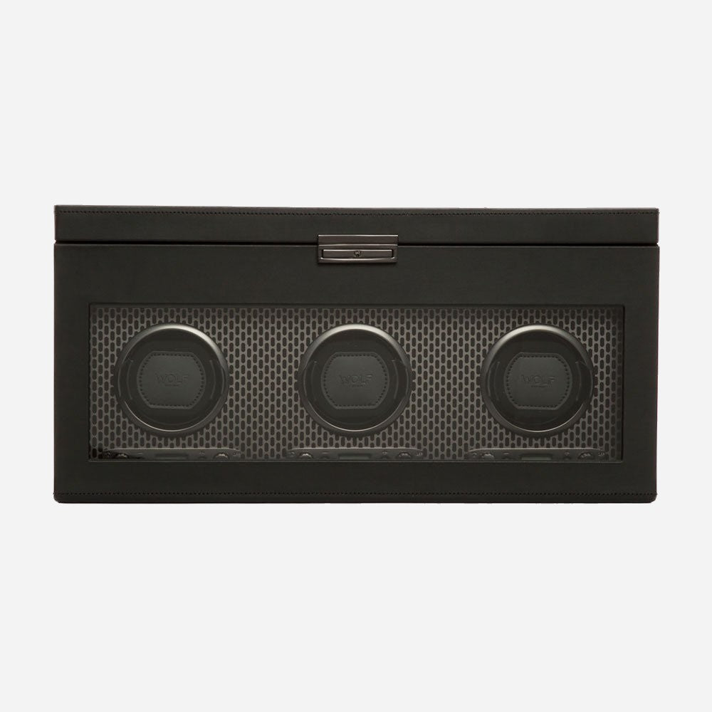 Watch winder met lade Axis 3 horloges Wolf 1834 - Horlogerieshop.nl