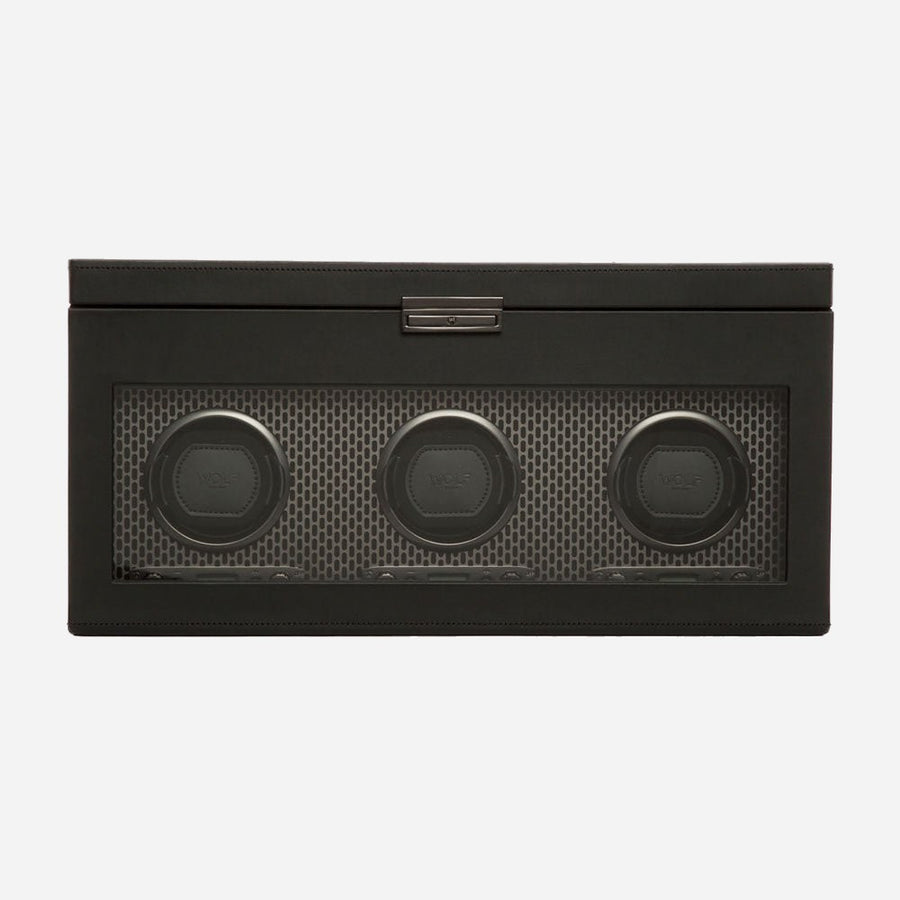 Watch winder met lade Axis 3 horloges Wolf 1834 - Horlogerieshop.nl