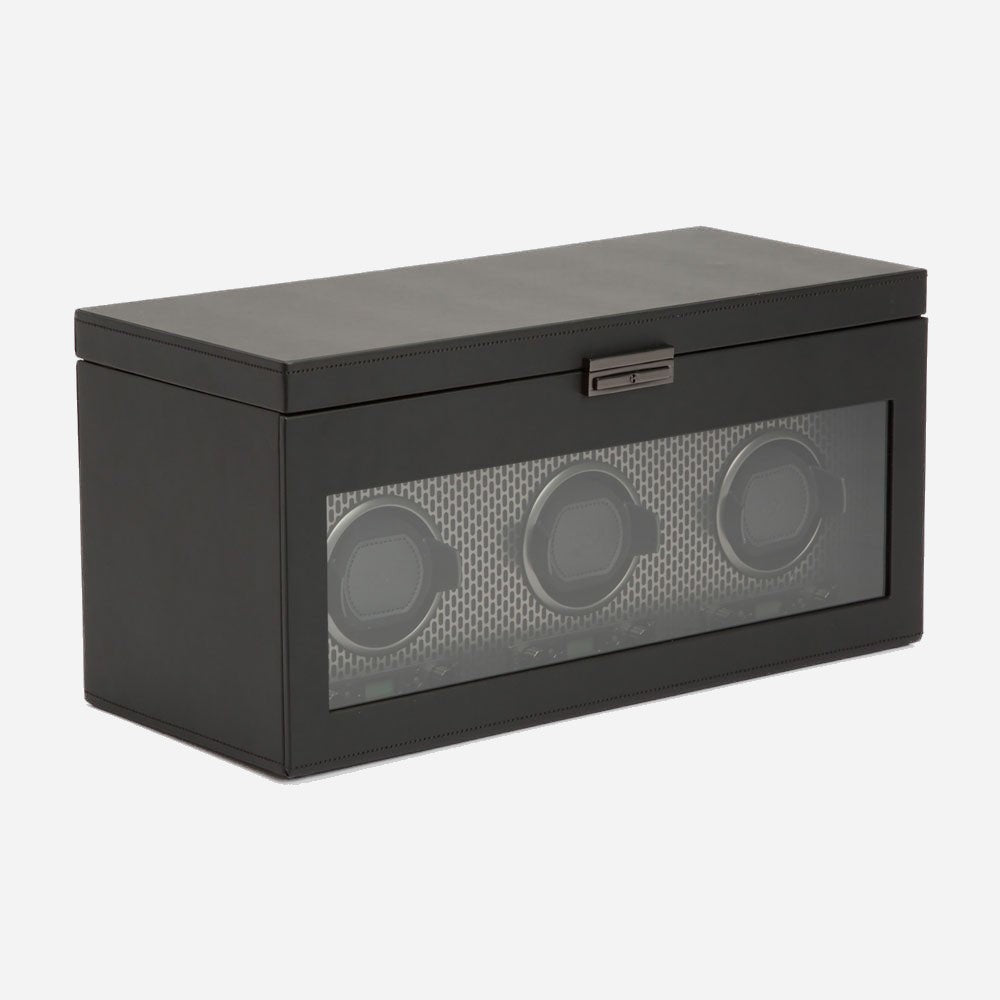 Watch winder met lade Axis 3 horloges Wolf 1834 - Horlogerieshop.nl