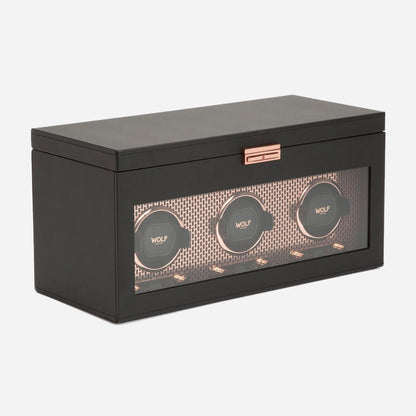 Watch winder met lade Axis 3 horloges Wolf 1834 - Horlogerieshop.nl