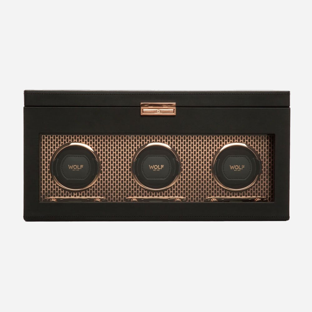 Watch winder met lade Axis 3 horloges Wolf 1834 - Horlogerieshop.nl