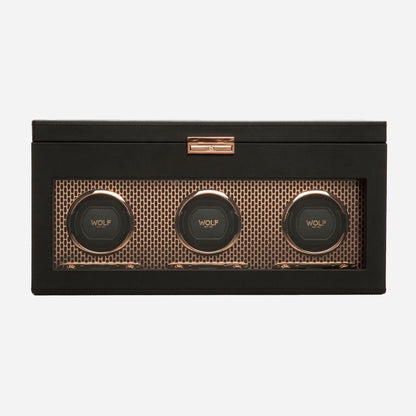 Watch winder met lade Axis 3 horloges Wolf 1834 - Horlogerieshop.nl