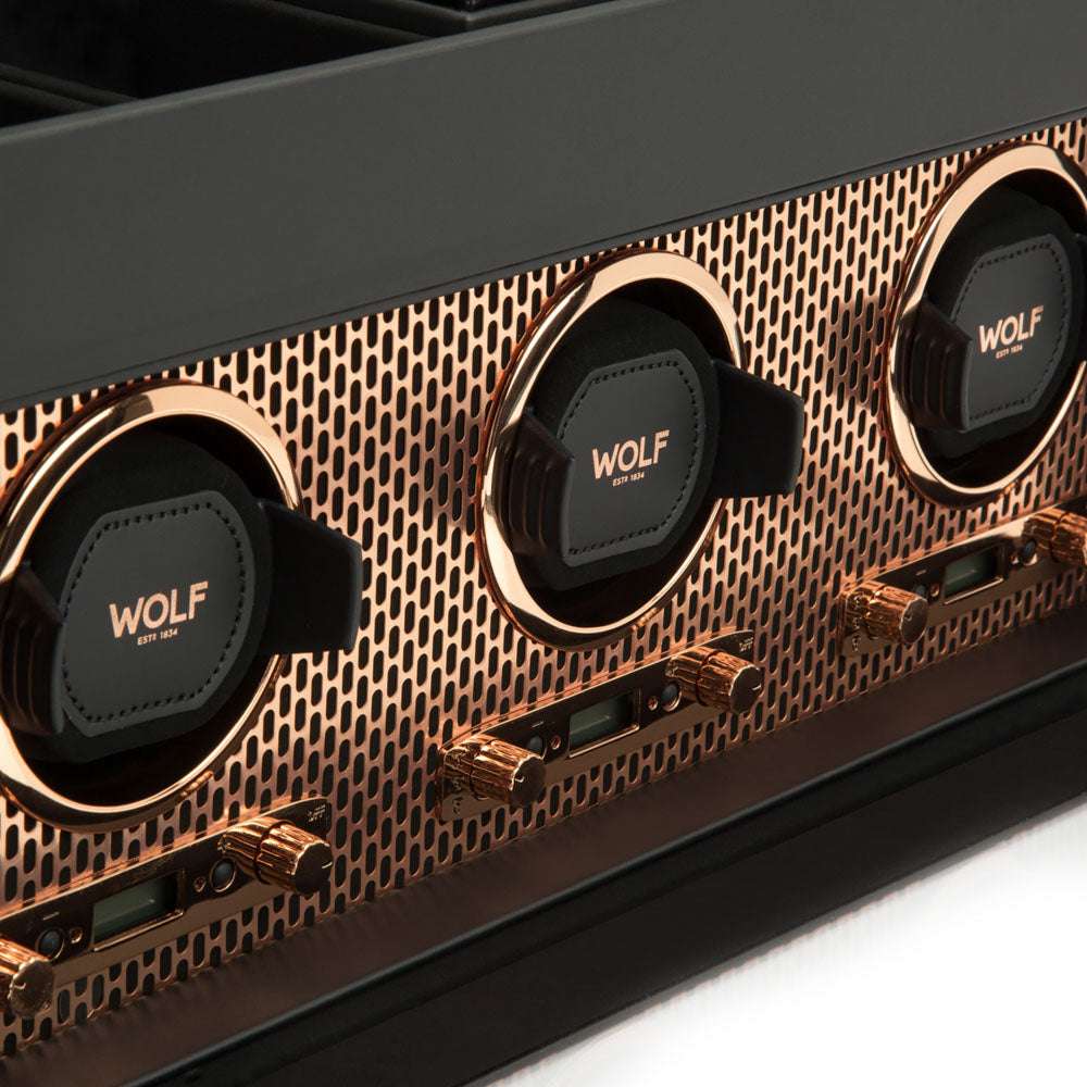 Watch winder met lade Axis 3 horloges Wolf 1834 - Horlogerieshop.nl
