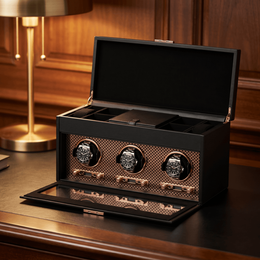 Watch winder met lade Axis 3 horloges Wolf 1834