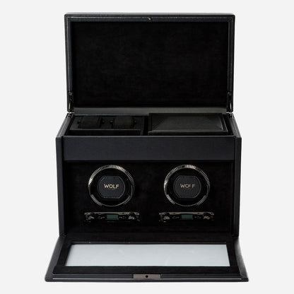 Watch winder met lade British Racing 2 horloges Wolf 1834 - Horlogerieshop.nl