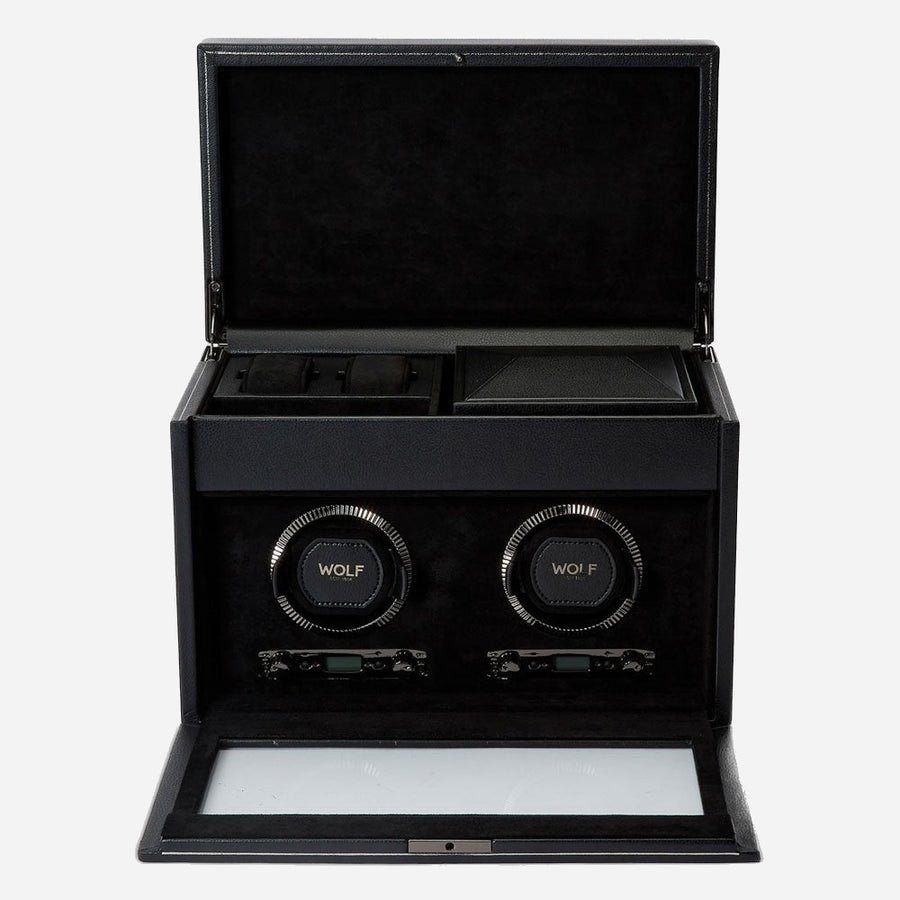 Watch winder met lade British Racing 2 horloges Wolf 1834 - Horlogerieshop.nl