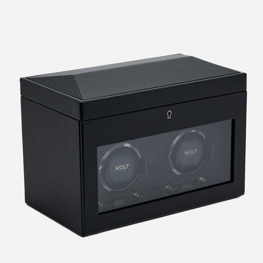 Watch winder met lade British Racing 2 horloges Wolf 1834 - Horlogerieshop.nl