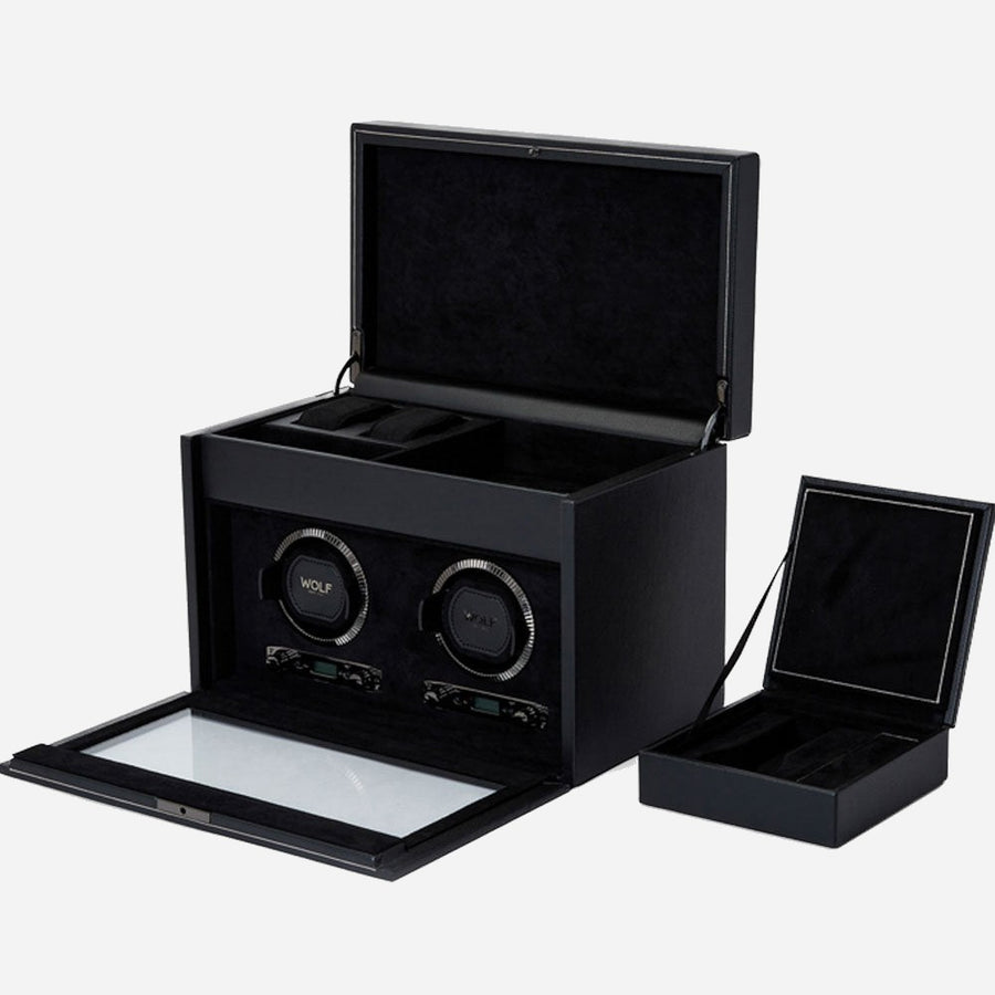 Watch winder met lade British Racing 2 horloges Wolf 1834 - Horlogerieshop.nl