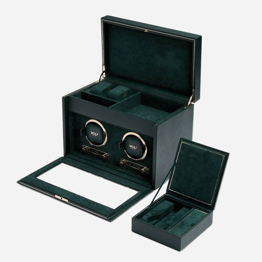 Watch winder met lade British Racing 2 horloges Wolf 1834 - Horlogerieshop.nl