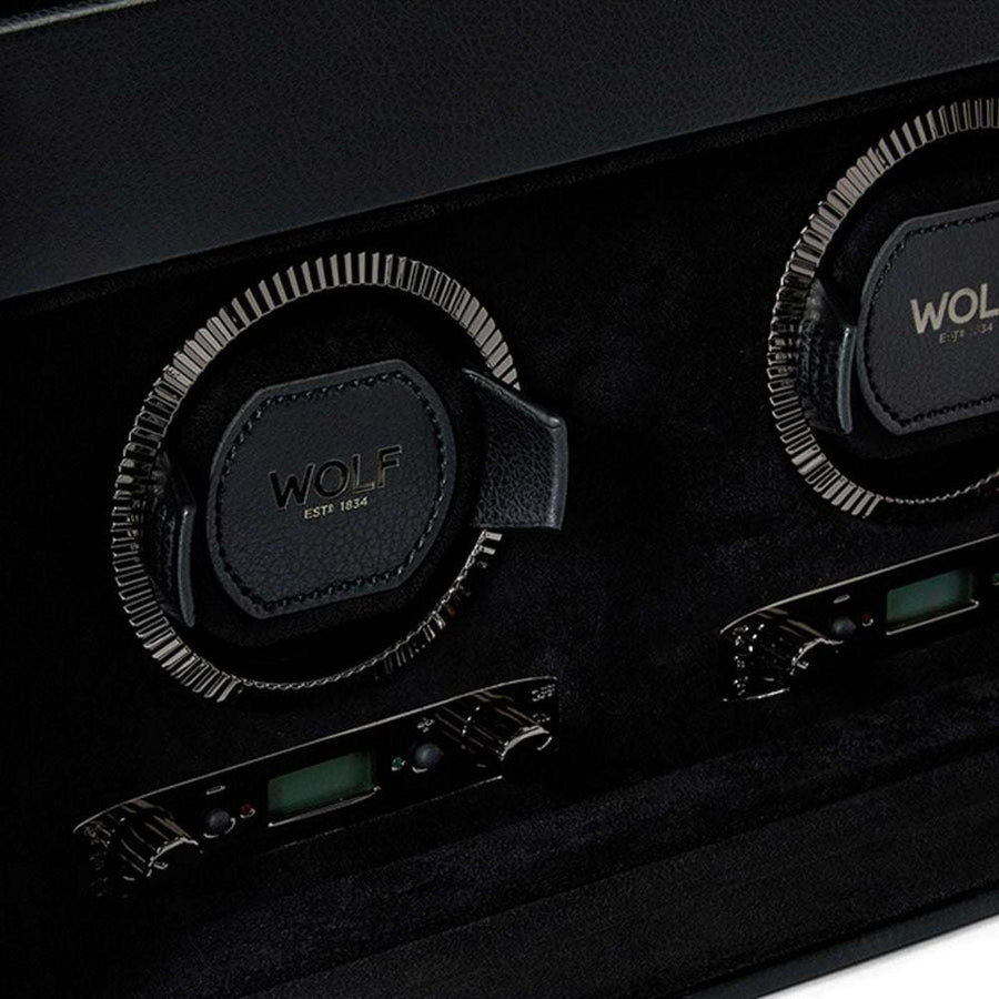 Watch winder met lade British Racing 2 horloges Wolf 1834 - Horlogerieshop.nl