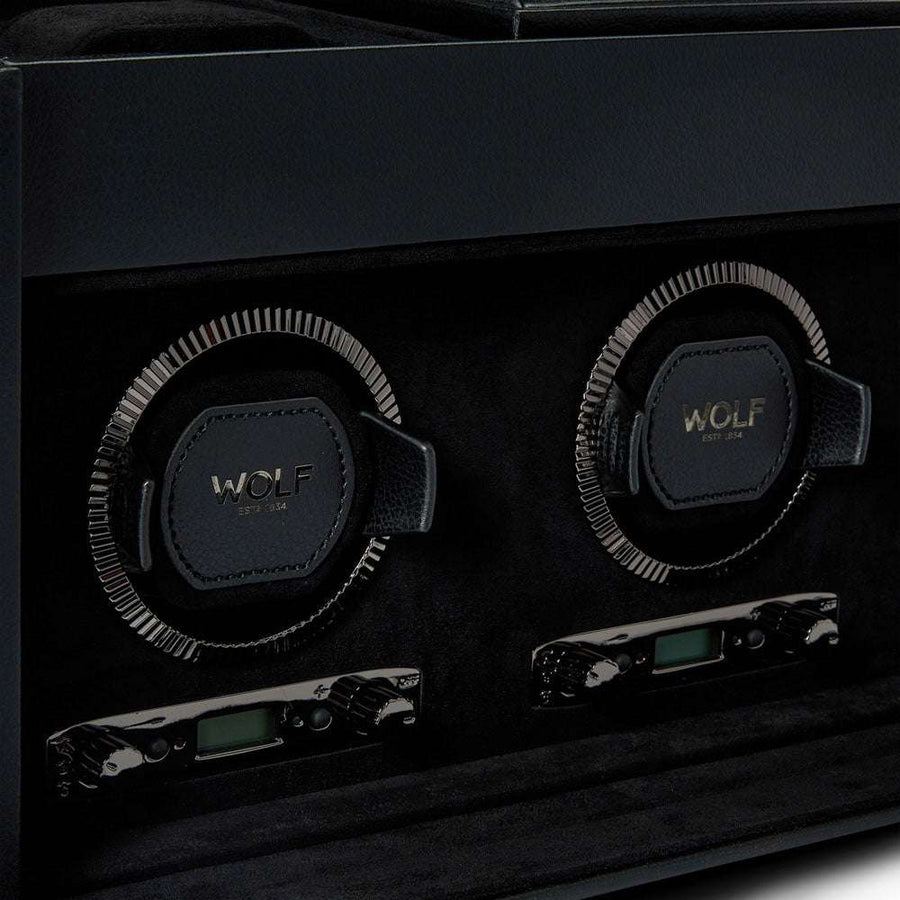 Watch winder met lade British Racing 3 horloges Wolf 1834 - Horlogerieshop.nl