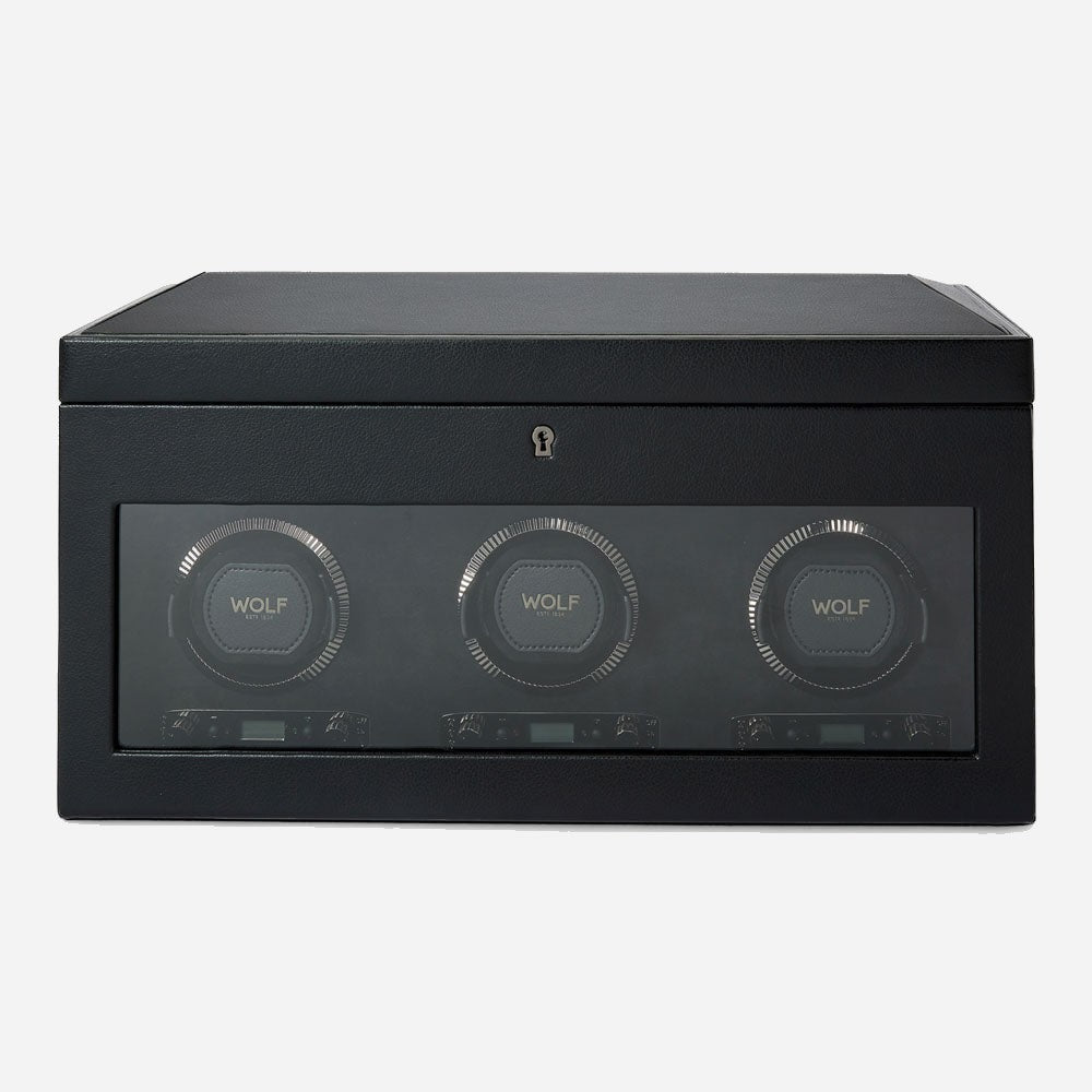 Watch winder met lade British Racing 3 horloges Wolf 1834 - Horlogerieshop.nl