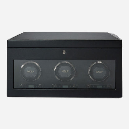 Watch winder met lade British Racing 3 horloges Wolf 1834 - Horlogerieshop.nl