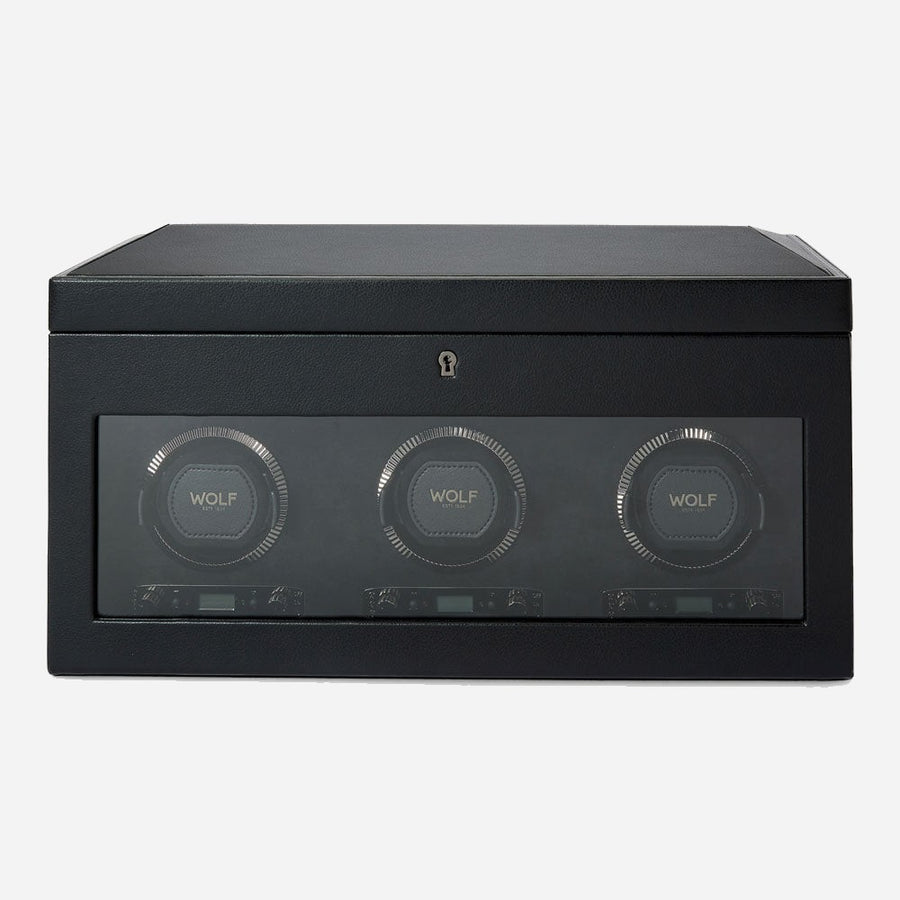 Watch winder met lade British Racing 3 horloges Wolf 1834 - Horlogerieshop.nl
