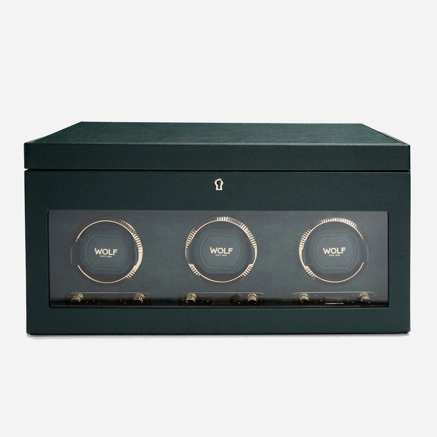Watch winder met lade British Racing 3 horloges Wolf 1834 - Horlogerieshop.nl
